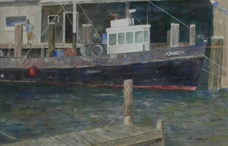 Newport Fishing Watercolor Lora Cobden